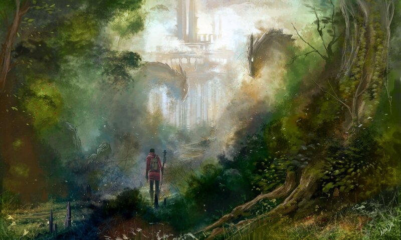 Person Walking Toward Dragons