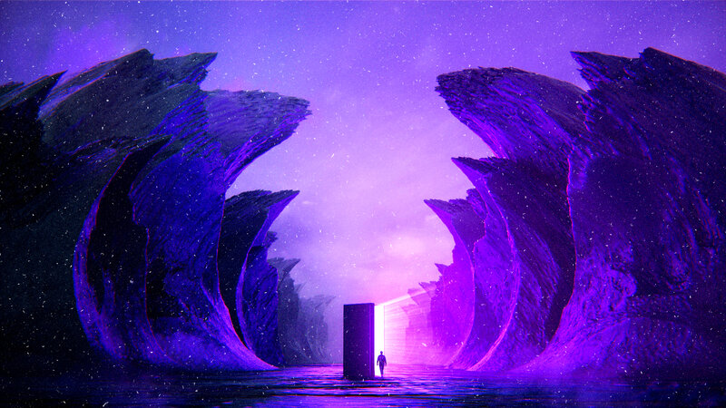 Person Walking Toward Portal