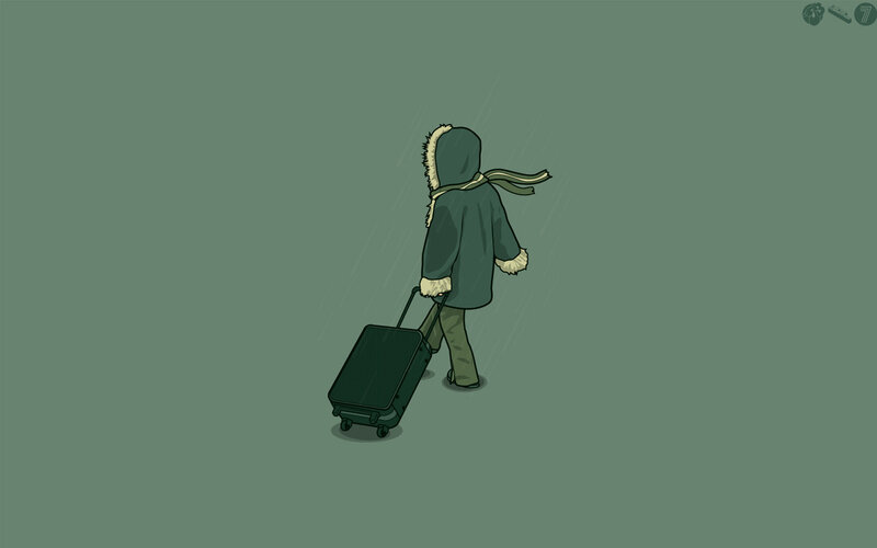 person walking with suitcase