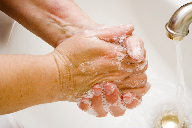 Person Washing Hands — White