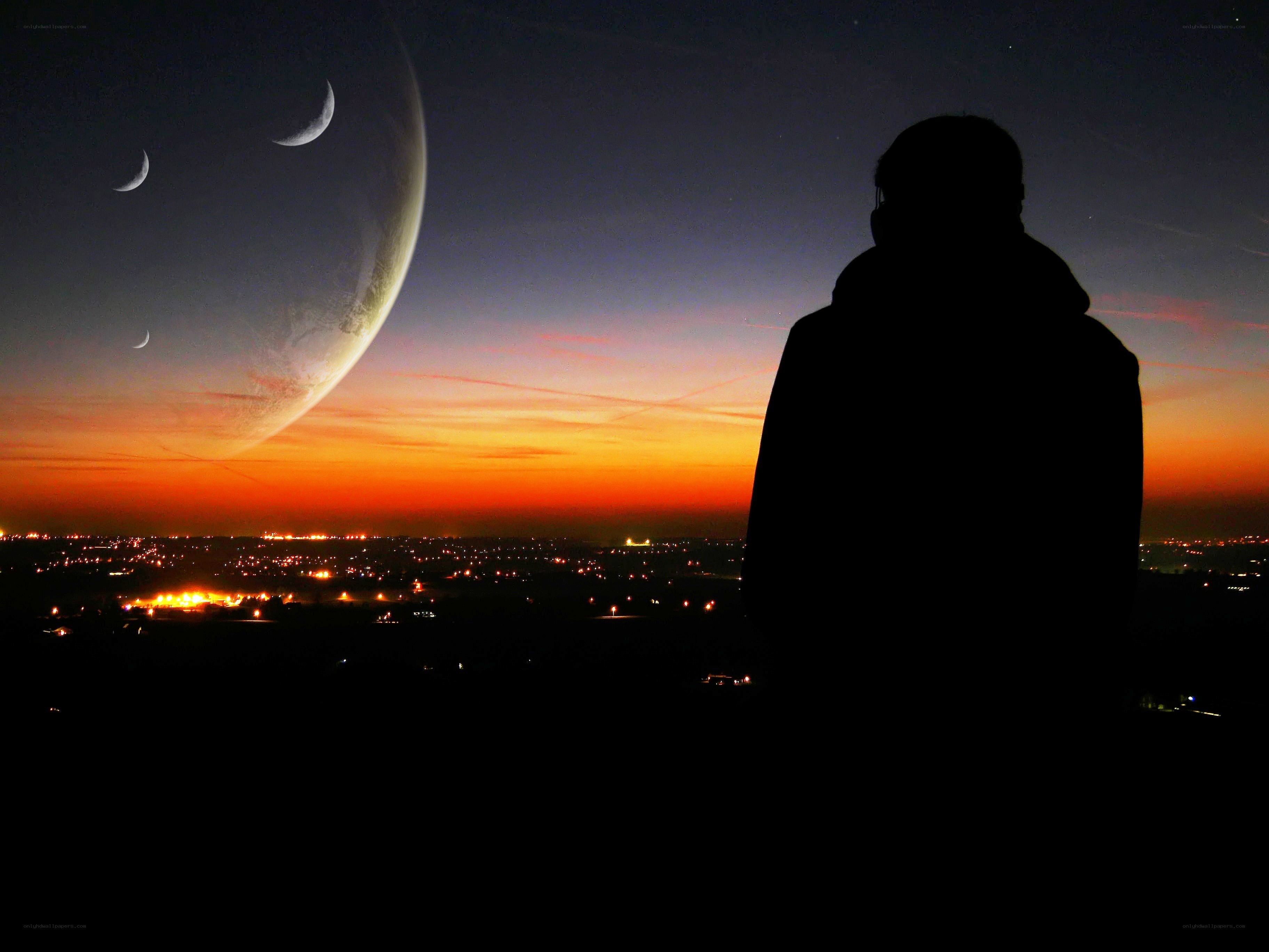 person watching alien moons