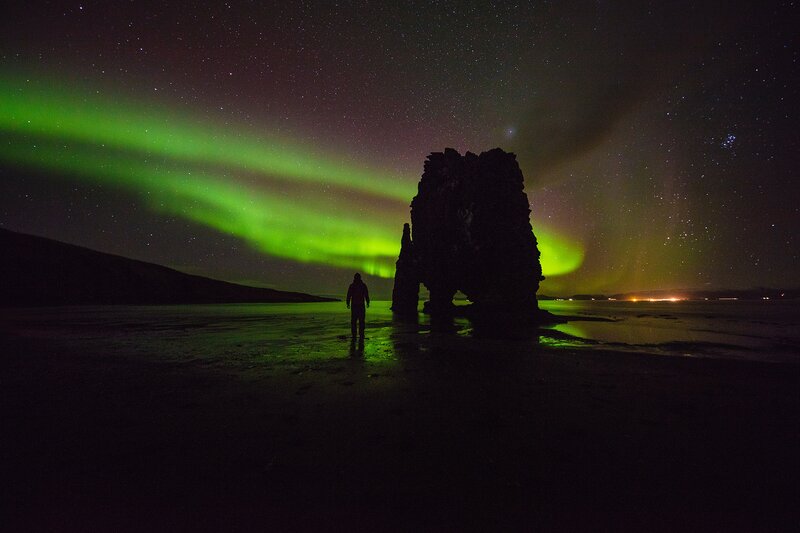 Person Watching Aurora — Green, Serene