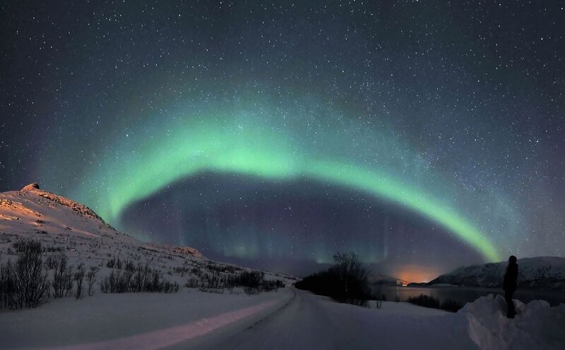 Person Watching Aurora — Green