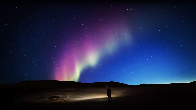 Person Watching Aurora — Purple