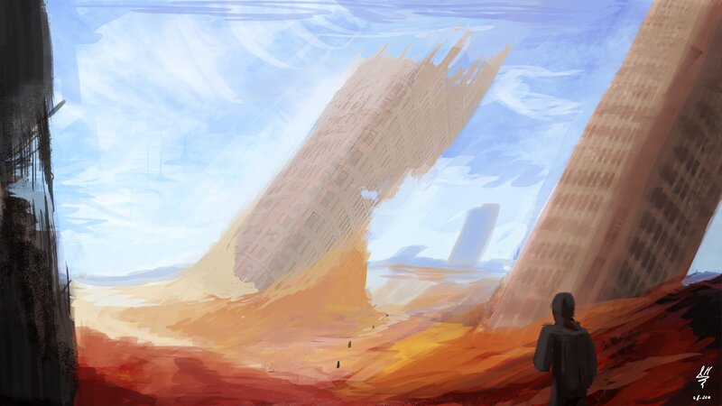 Person Watching City Collapse