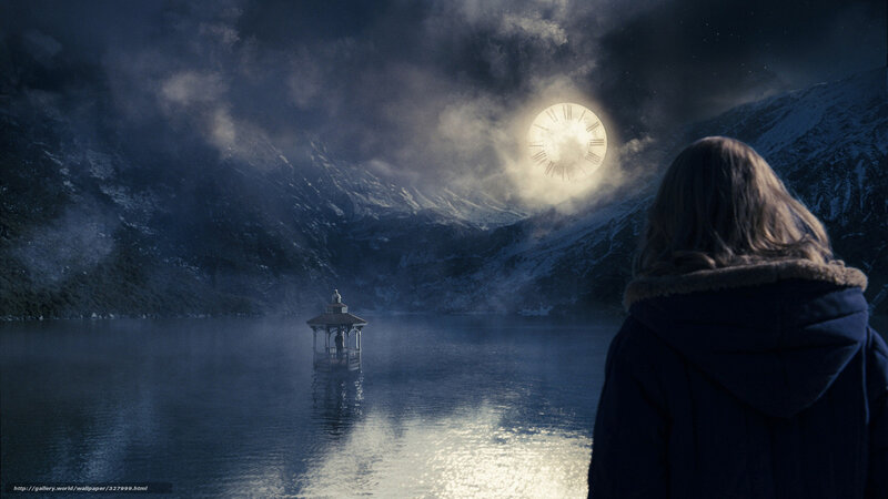 person watching clock moon