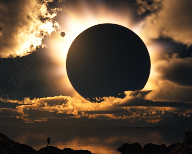 Person Watching Eclipse — Black