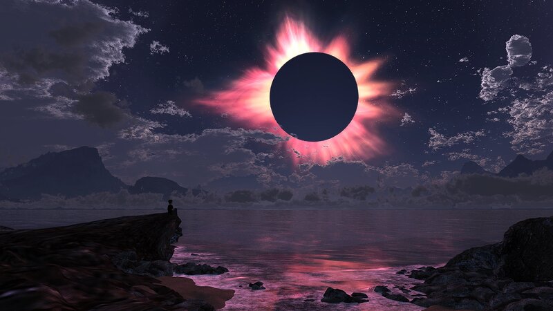 Person Watching Eclipse — Purple