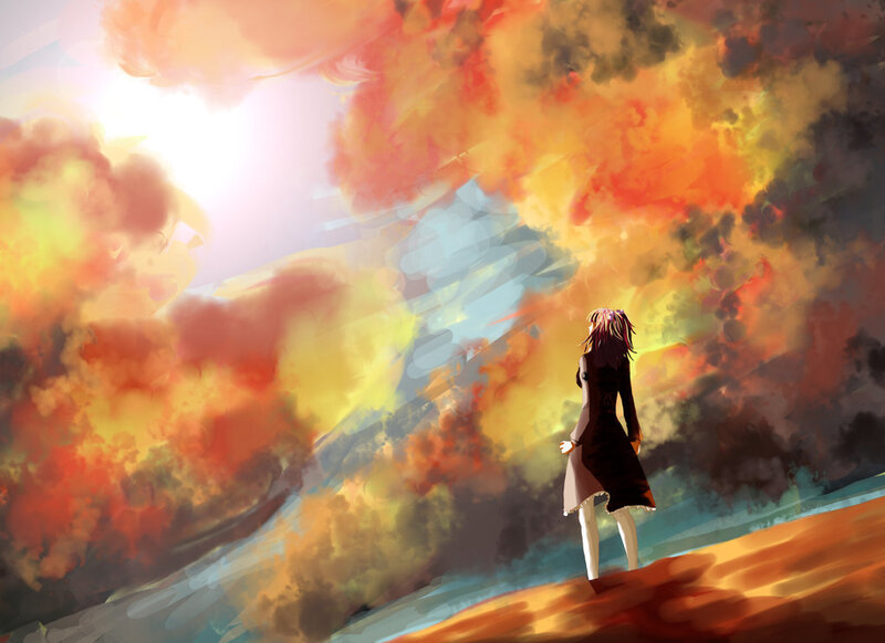 Person Watching Explosion