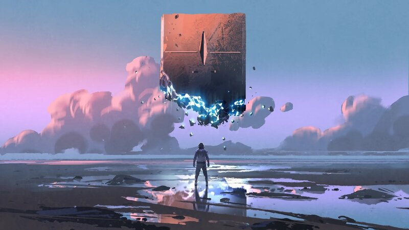 Person Watching Floating Cube