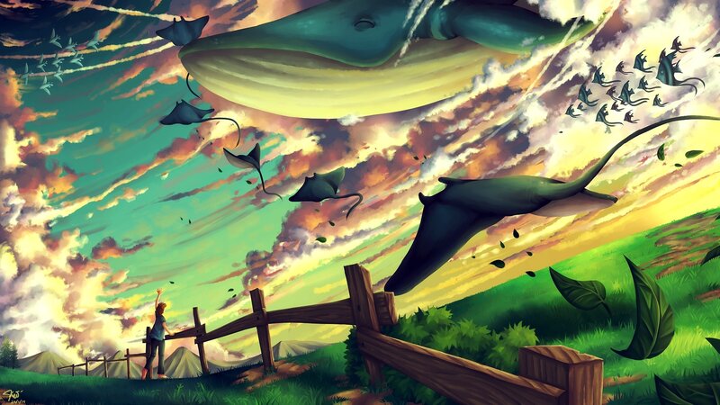 Person Watching Flying Creatures