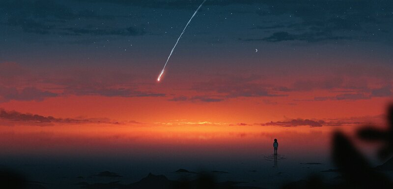 Person Watching Meteor — Orange
