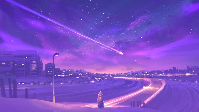 Person Watching Meteor — Purple