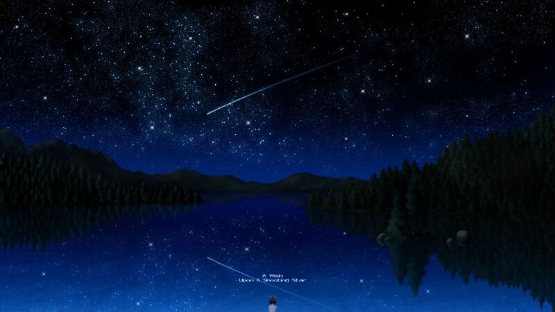 Person Watching Meteor Shower — Blue, Serene