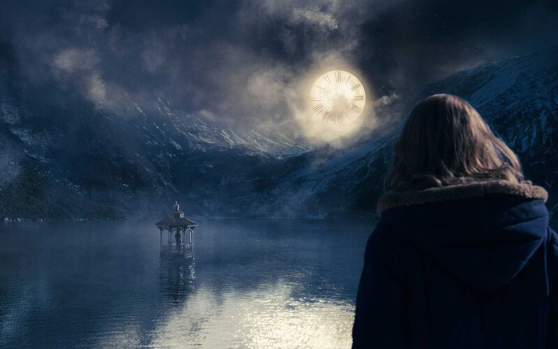 Person Watching Moon — Blue, Dramatic