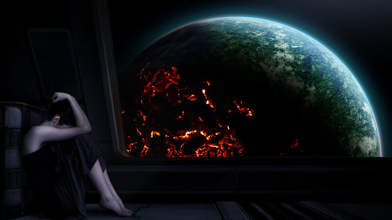 Person Watching Planet — Black