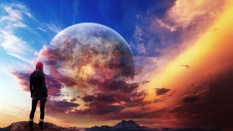 Person Watching Planet