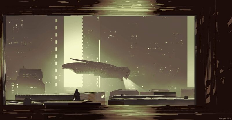 Person Watching Spaceship — Brown