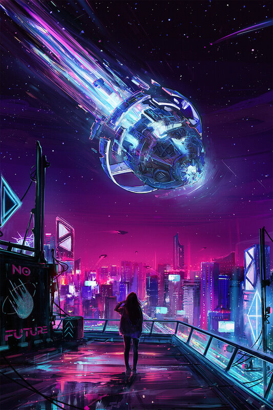 Person Watching Spaceship