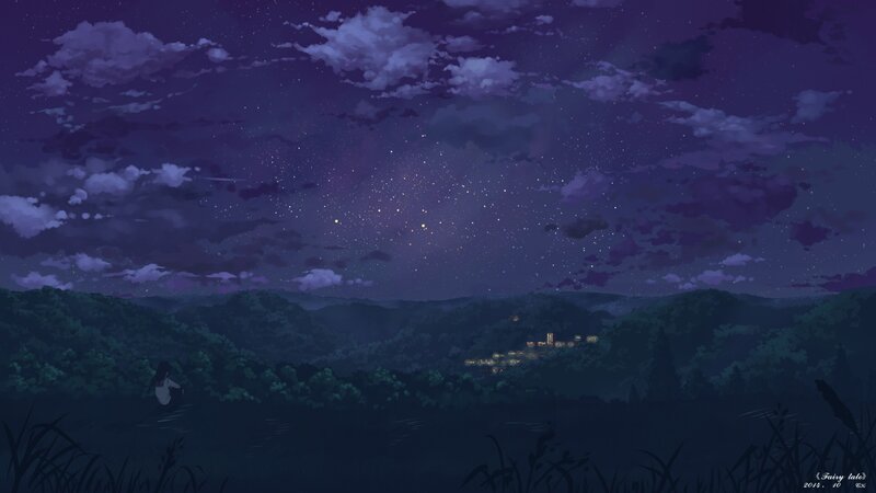 Person Watching Stars — Purple