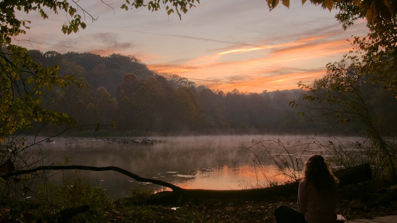 Person Watching Sunset — Orange, Serene