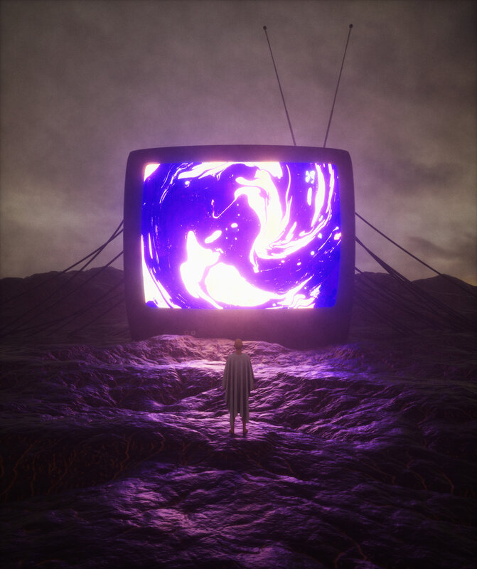 Person Watching TV — Purple