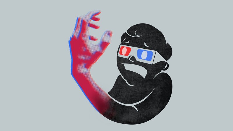 Person Wearing 3d Glasses — Black