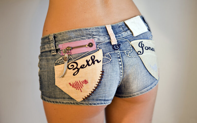 Person Wearing Denim Shorts — Blue, Neutral