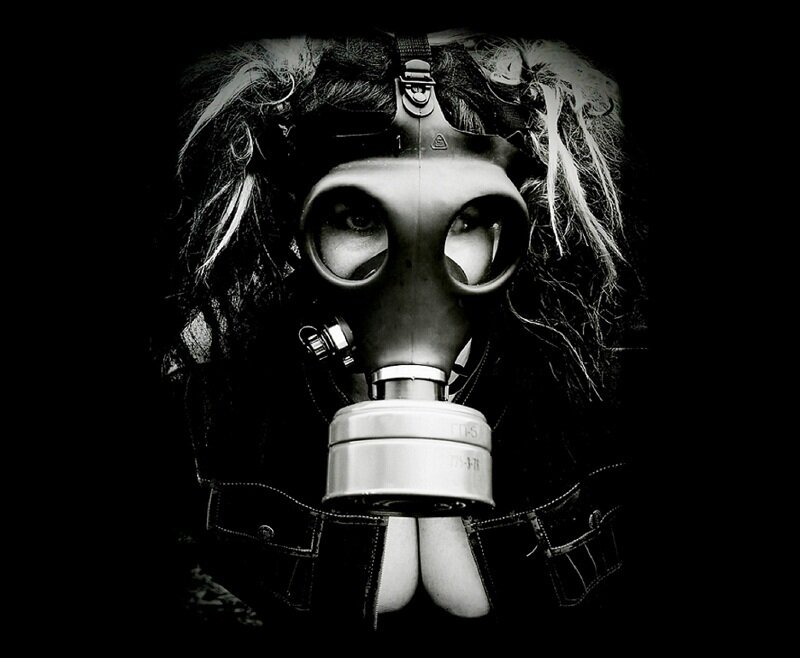 Person Wearing Gas Mask — Black