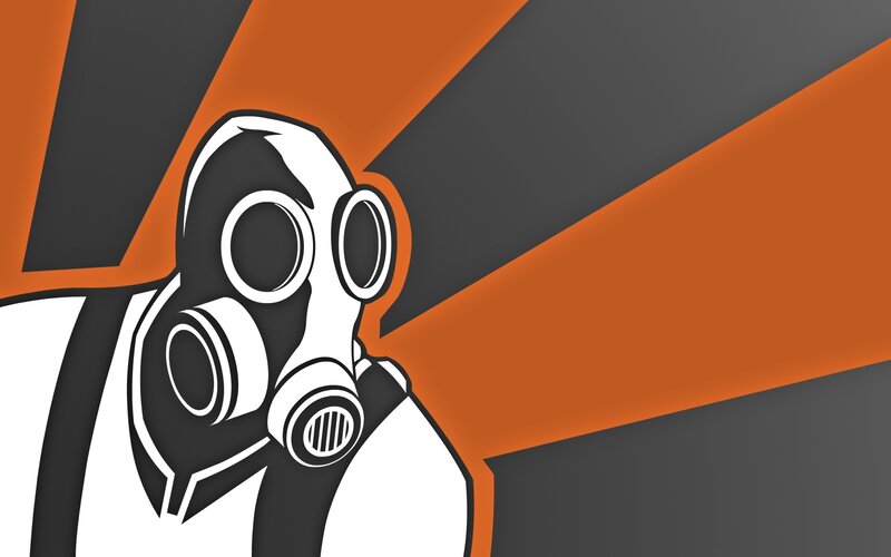 Person Wearing Gas Mask — Orange, Dramatic