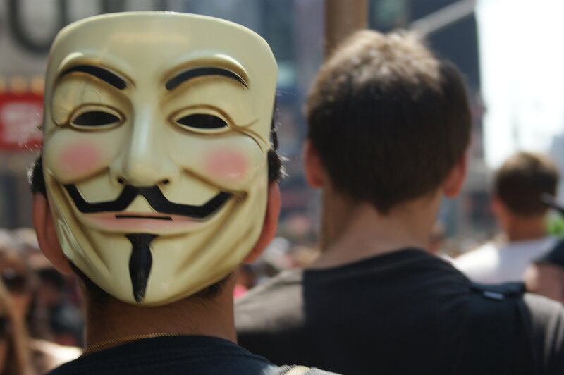 person wearing guy fawkes mask