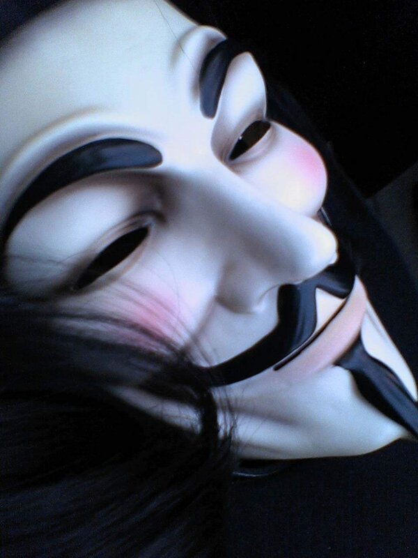 person wearing guy fawkes mask
