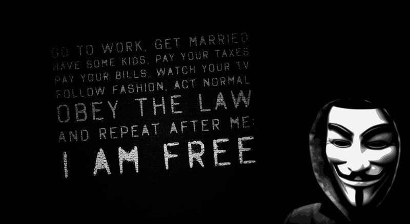 Person Wearing Guy Fawkes Mask — Black, Dramatic
