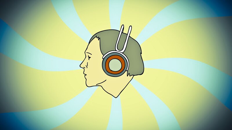 Person Wearing Headphones — Yellow