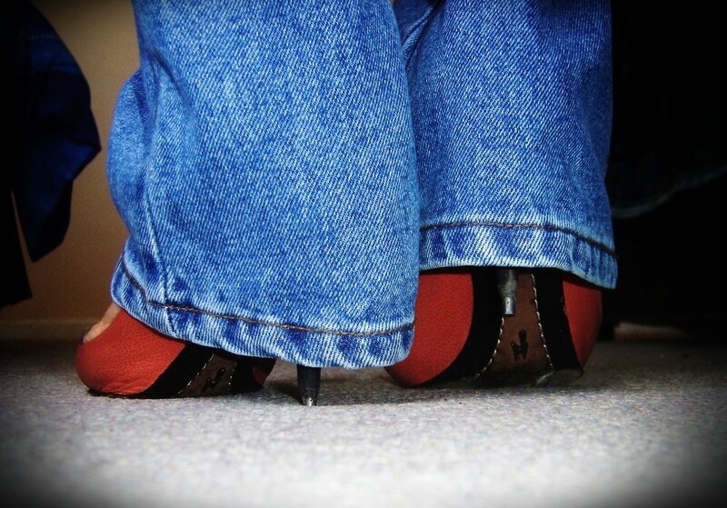 Person Wearing Jeans and Heels — Blue