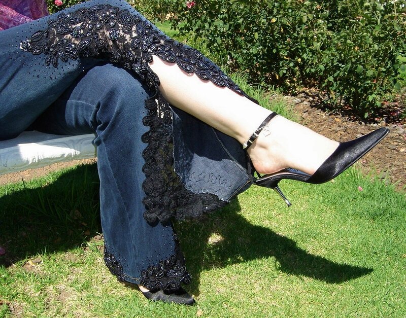 Person Wearing Jeans and Heels
