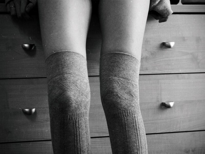 Person Wearing Knee-high Socks — Black, Neutral, Photograph, Legs