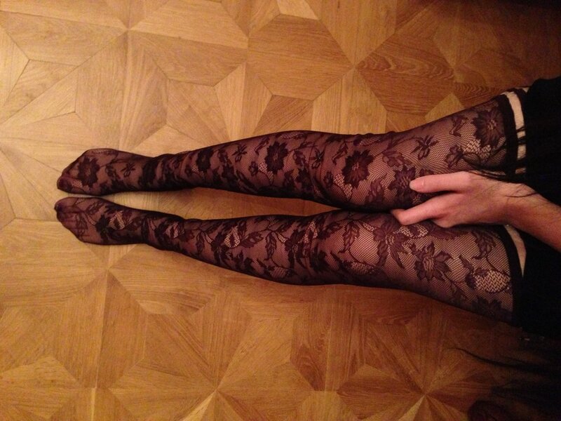 person wearing lace tights