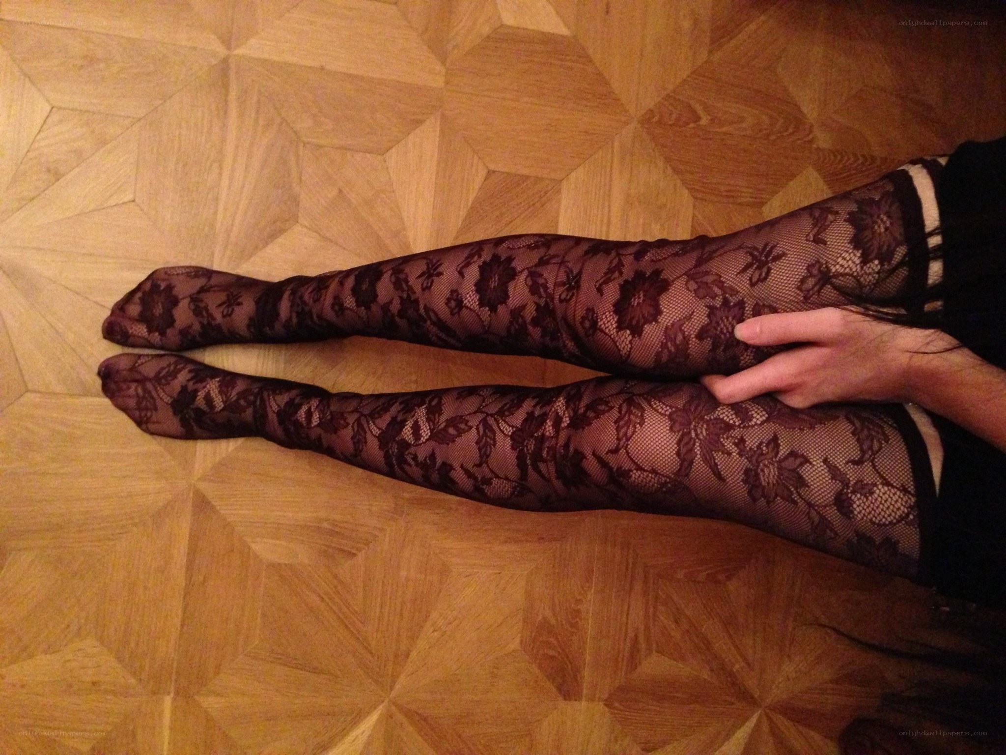 person wearing lace tights