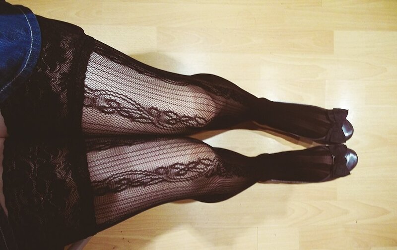 person wearing lace tights