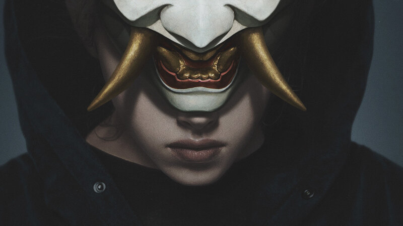 Person Wearing Mask — Black, Dramatic, Digital Art