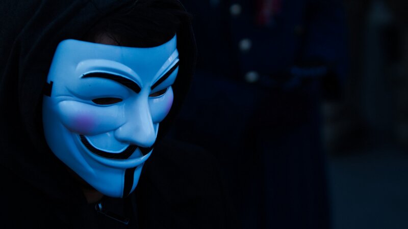 Person Wearing Mask — Blue