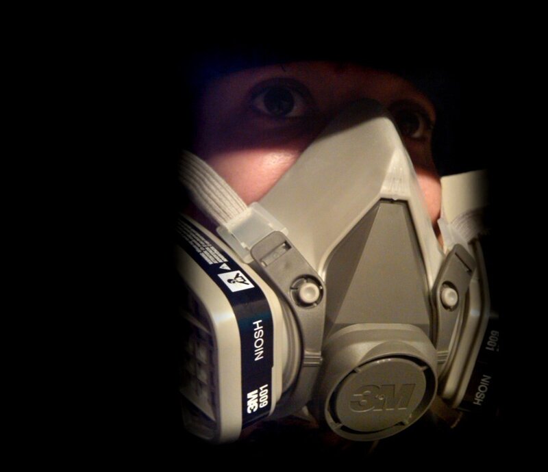 person wearing respirator mask