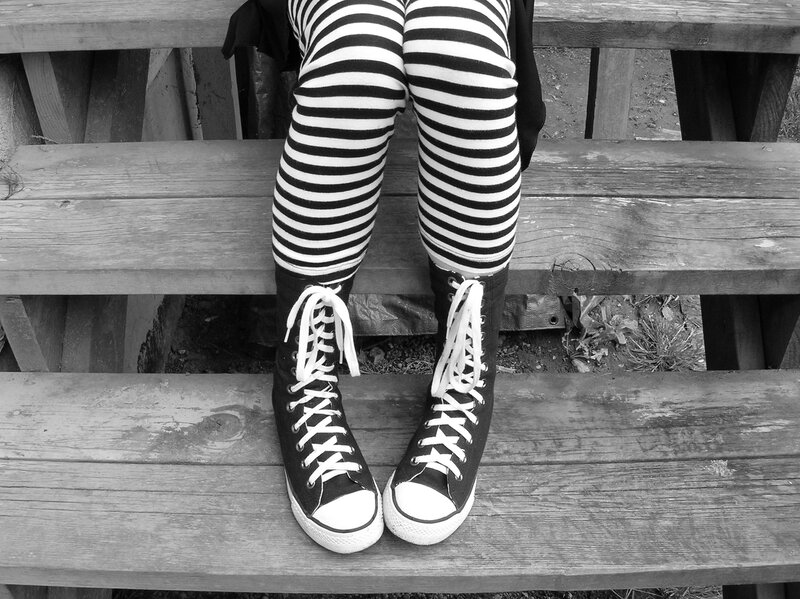Person Wearing Striped Leggings
