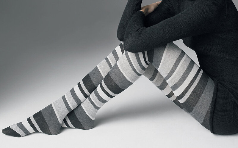 Person Wearing Striped Tights — Black