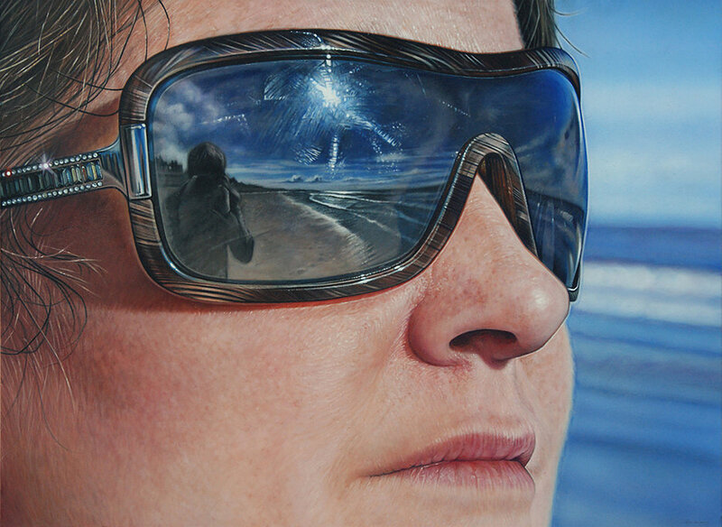 Person Wearing Sunglasses — Blue
