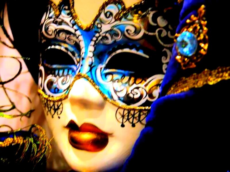 Person Wearing Venetian Mask