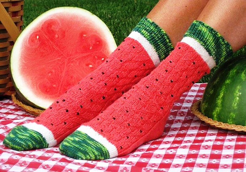 Person Wearing Watermelon Socks
