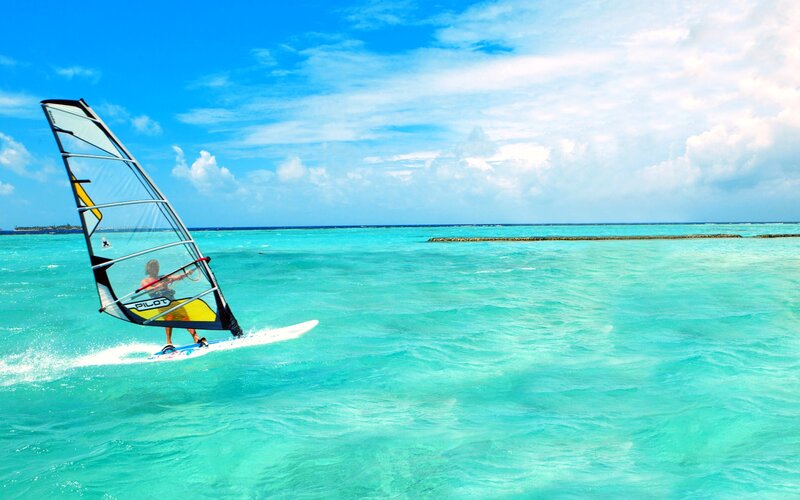 Person Windsurfing — Blue