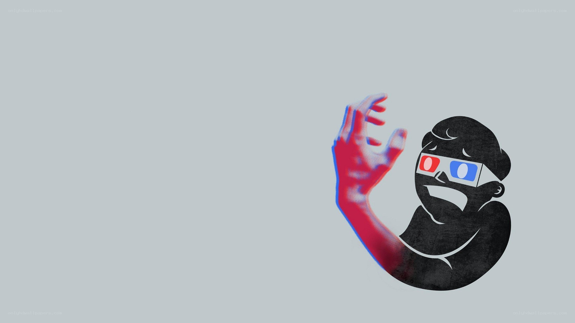 person with 3d glasses reaching out